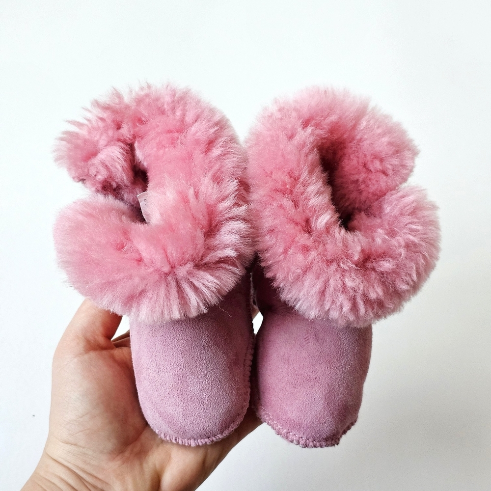Staheekum Brand Pink Shearling Baby Booties Size L Australian Sheepskin